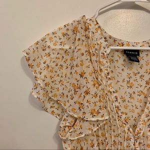 Floral Print Chiffon Split Maxi Top - Never Worn